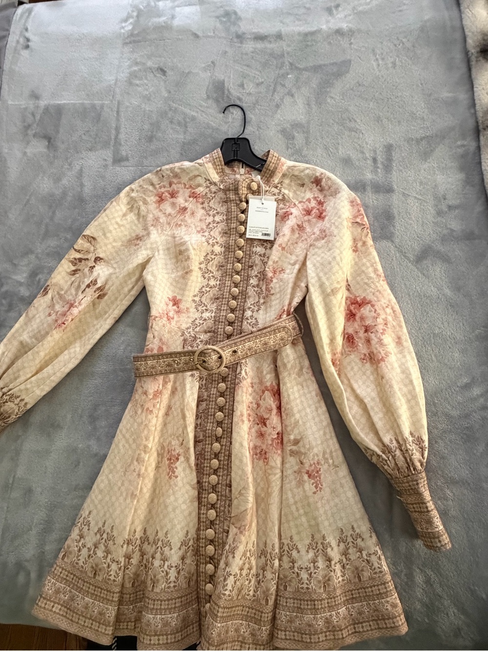 Zimmermann Cream Dress with Blush Floral Print